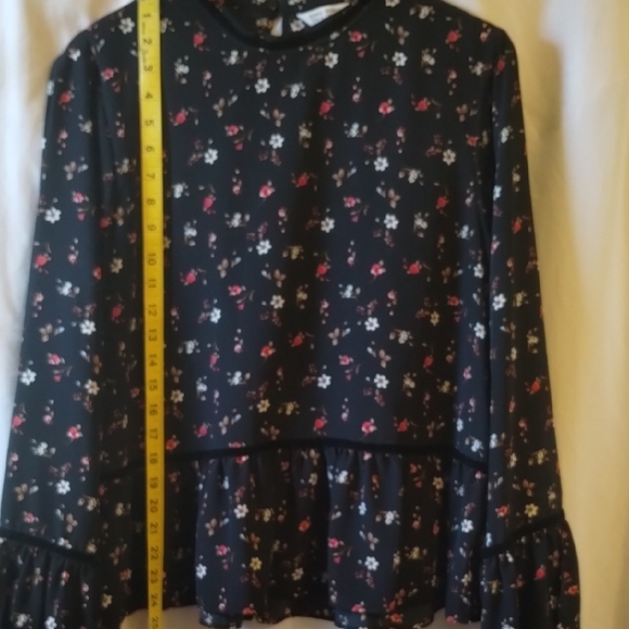 Zara Black Floral Blouse - Picture 9 of 12